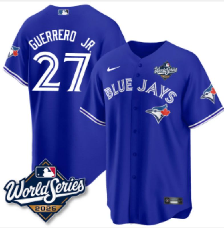 Men 2025 Nike Toronto Blue Jays #27 Guerrero jr Blue Game MLB Jersey 01